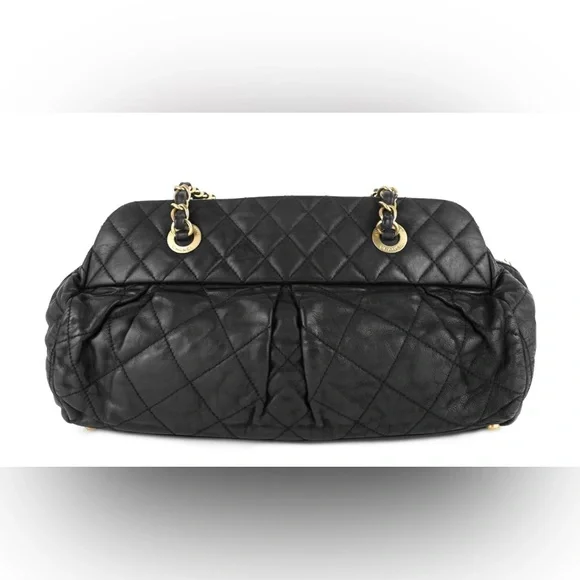 CHANEL Black Quilted Iridescent Calfskin Leather Chain Strap Bowling Bag - Picture 3 of 10